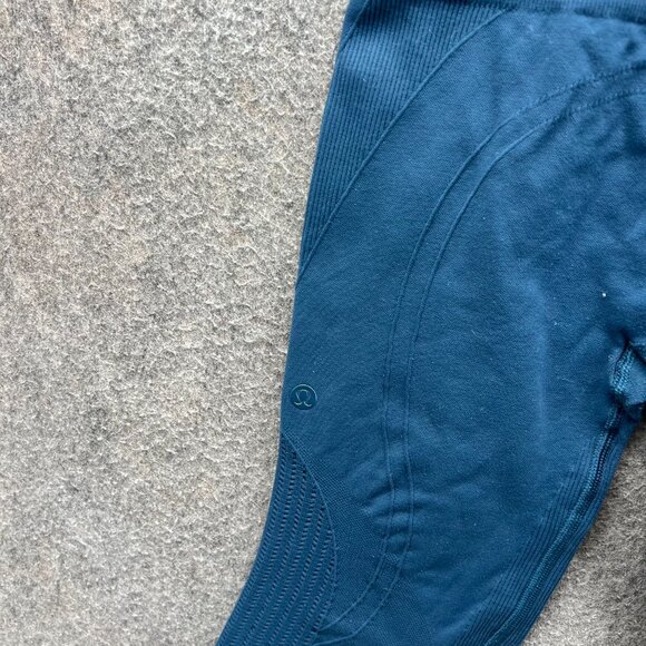 Lululemon Leggings Women 0 Blue Seamless Wunder Under Crop High Rise Textured - Picture 2 of 9